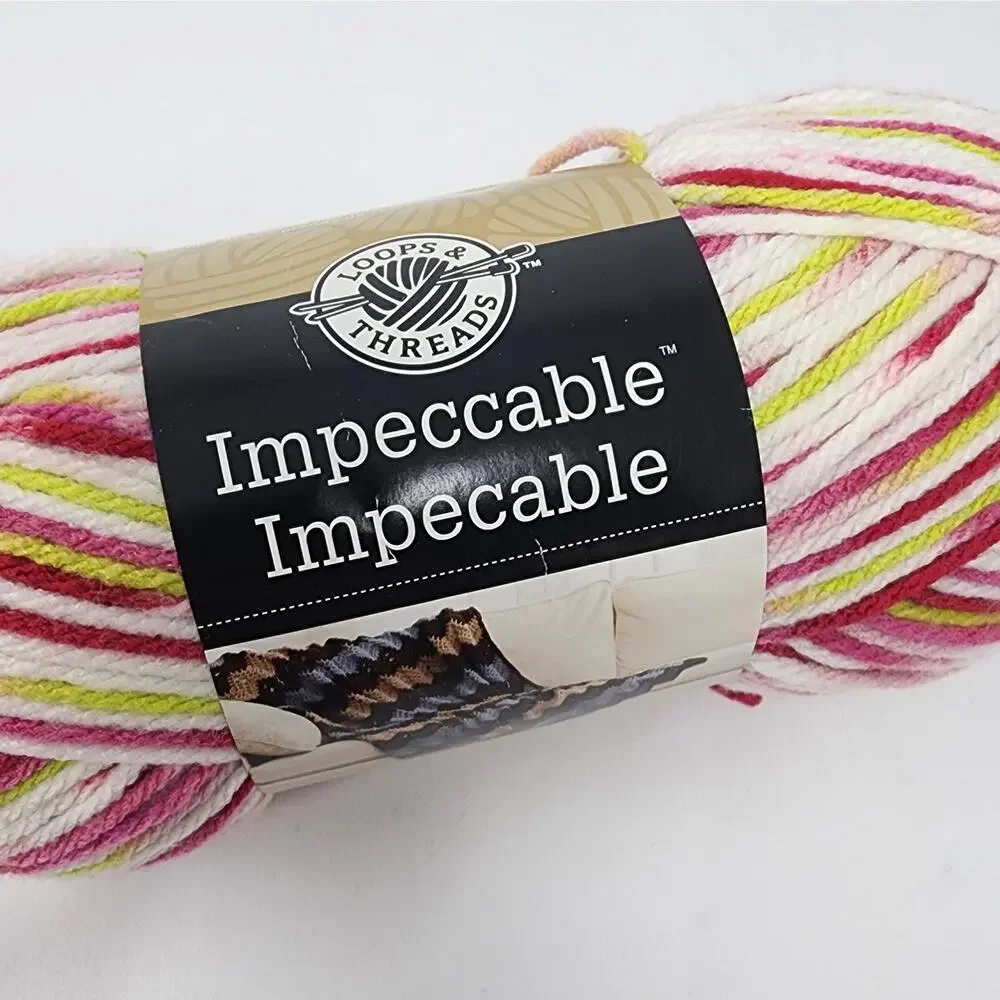 4 Skein Impeccable Yarn by Loops & Threads Pink Yellow 3.5 oz 192 Y 100% Acrylic